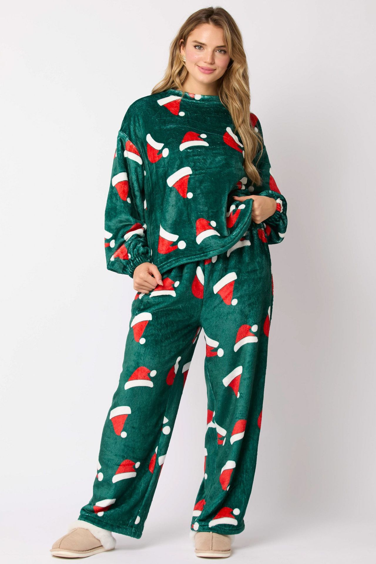 2024 Casual Flannel Pajama Sets For Women 2 Piece Cute Long Sleeve Matching Lounge Shirts Sets Santa Claus Pajamas Homewear - Image 4