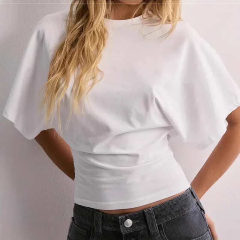 Summer Batwing Sleeve T-shirt Ins Fashion Round Neck Pullover Short-sleeved Tops For Women Clothing - Image 8