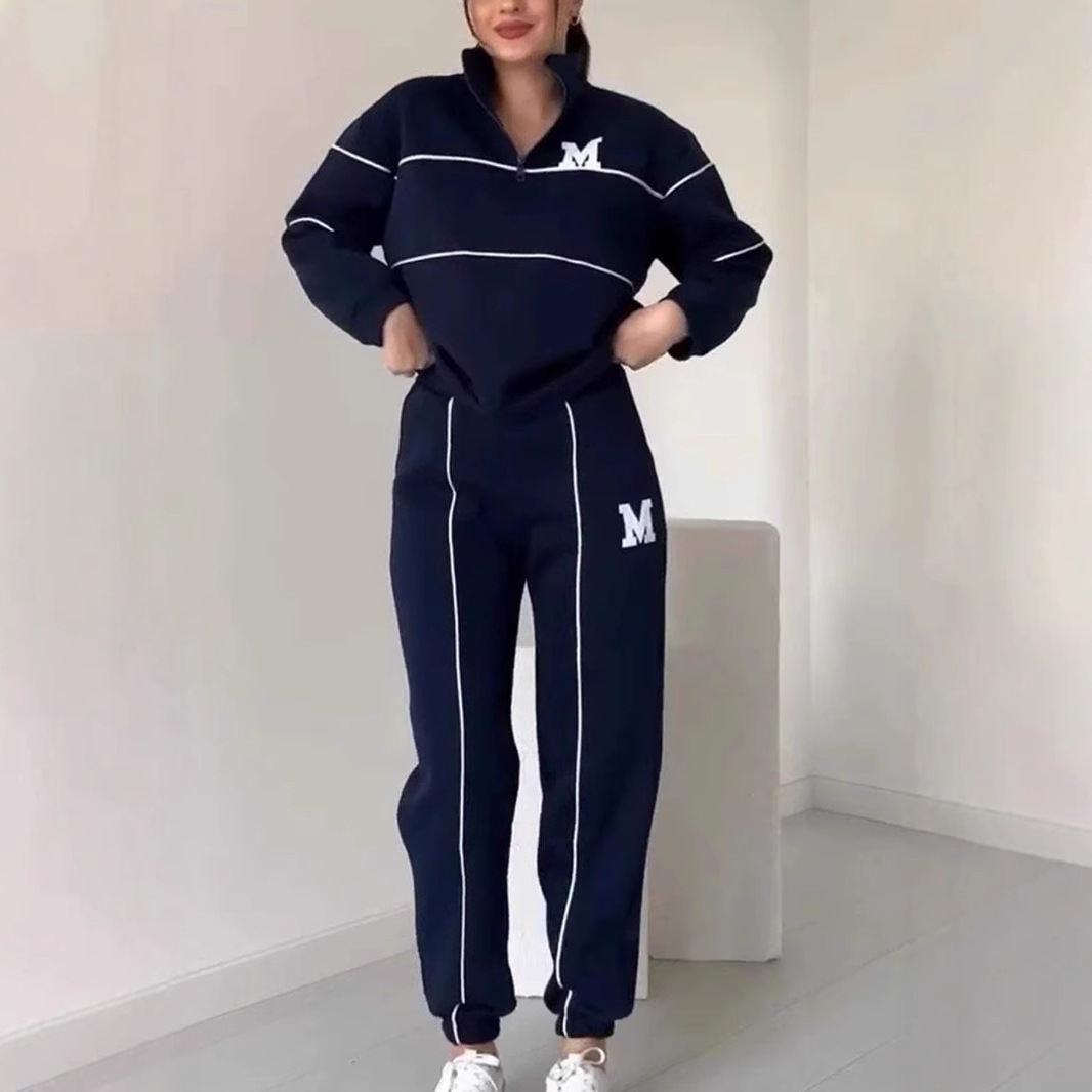 Womens 2 Piece Outfits Lounge Hoodless Pullover Sweatshirt Sweatsuit Sets Sweatshirt Baggy Fashion Sweatpants With Pockets - Image 3