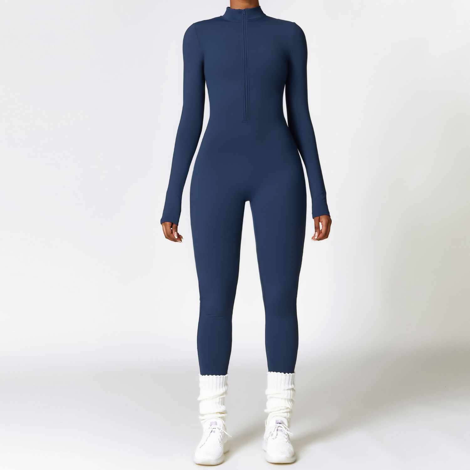 Warm Zipper Long-sleeved Jumpsuit Yoga Fitness Sports Pants Breathable Bodysuit Women's Clothing - Image 2
