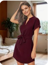 V-neck Short Sleeve Dress With Belt Summer Fashion Bowknot Dresses For Women Clothing - Image 2