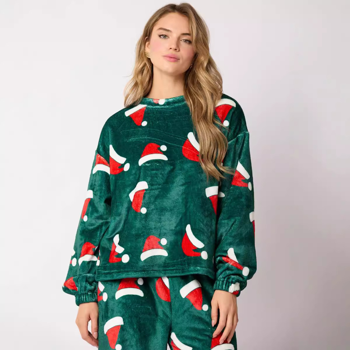 2024 Casual Flannel Pajama Sets For Women 2 Piece Cute Long Sleeve Matching Lounge Shirts Sets Santa Claus Pajamas Homewear - Image 6
