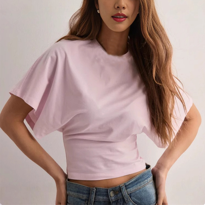 Summer Batwing Sleeve T-shirt Ins Fashion Round Neck Pullover Short-sleeved Tops For Women Clothing - Image 6