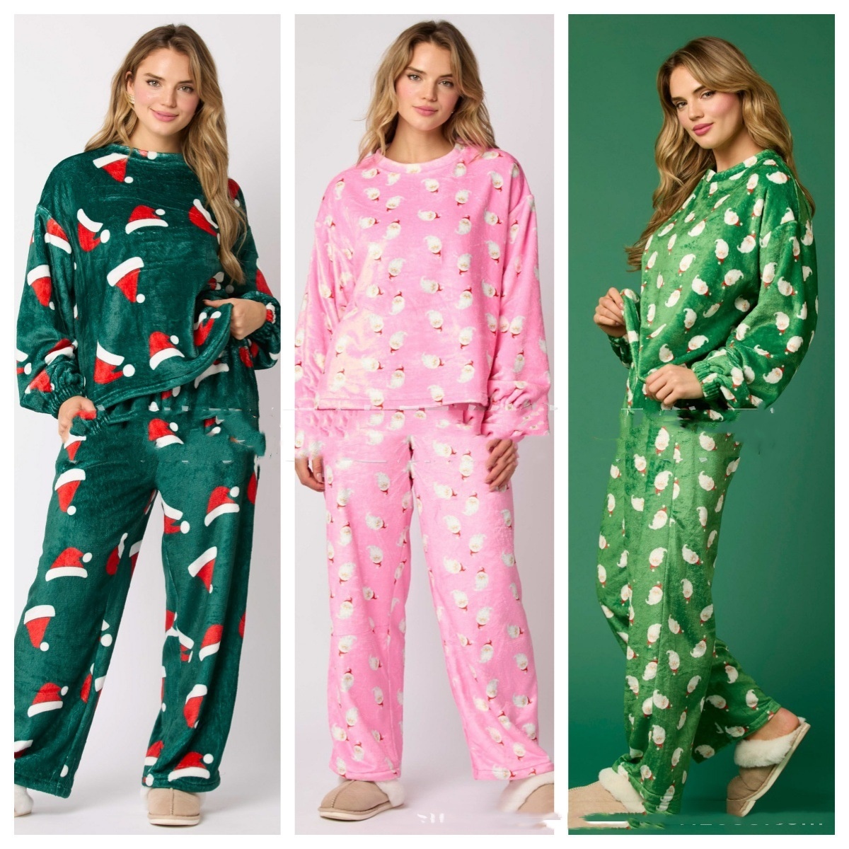2024 Casual Flannel Pajama Sets For Women 2 Piece Cute Long Sleeve Matching Lounge Shirts Sets Santa Claus Pajamas Homewear - Image 7