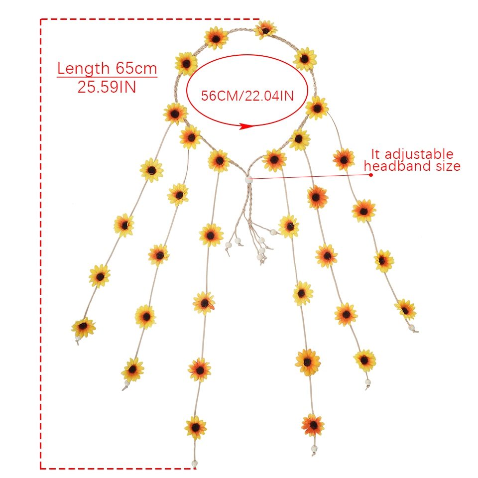 Headdress Garland Sun Flower Hair Band Flower Headband Bohemian Hair Ring Hair Accessories - Image 2