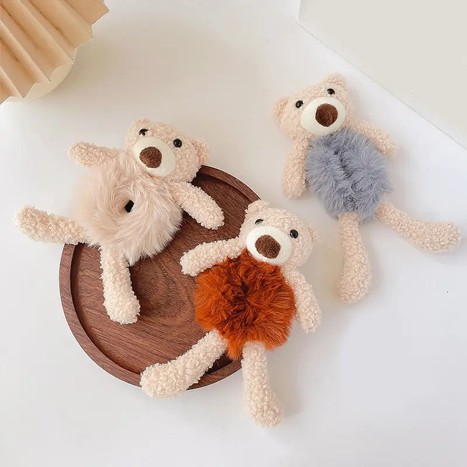 Girls Lovely Scrunchies Cute Bear Hair Band Rabbit Fur Hair Rope Soft Warm Rubber Band Pretty Hair Accessories - Image 4