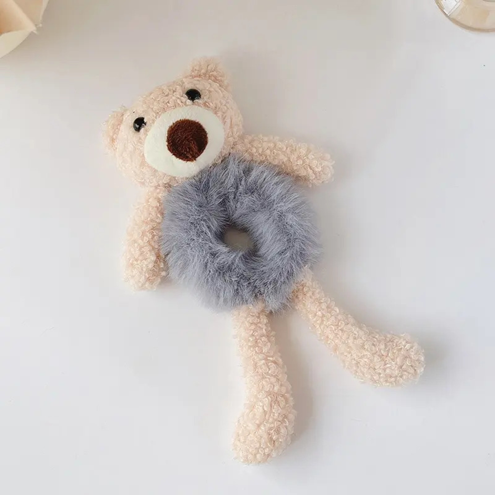 Girls Lovely Scrunchies Cute Bear Hair Band Rabbit Fur Hair Rope Soft Warm Rubber Band Pretty Hair Accessories - Image 8